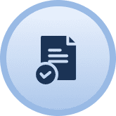 A blue icon with an image of a document